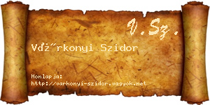 Várkonyi Szidor névjegykártya